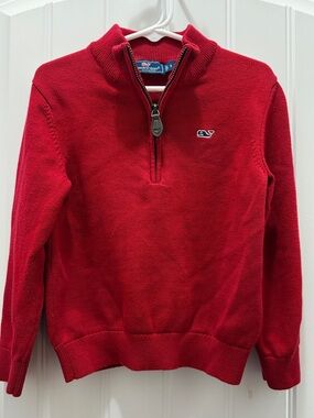 Vineyard Vines Boys Sz 5 Red Quarter-Zip Cotton Pullover NWOT Preppy Boy